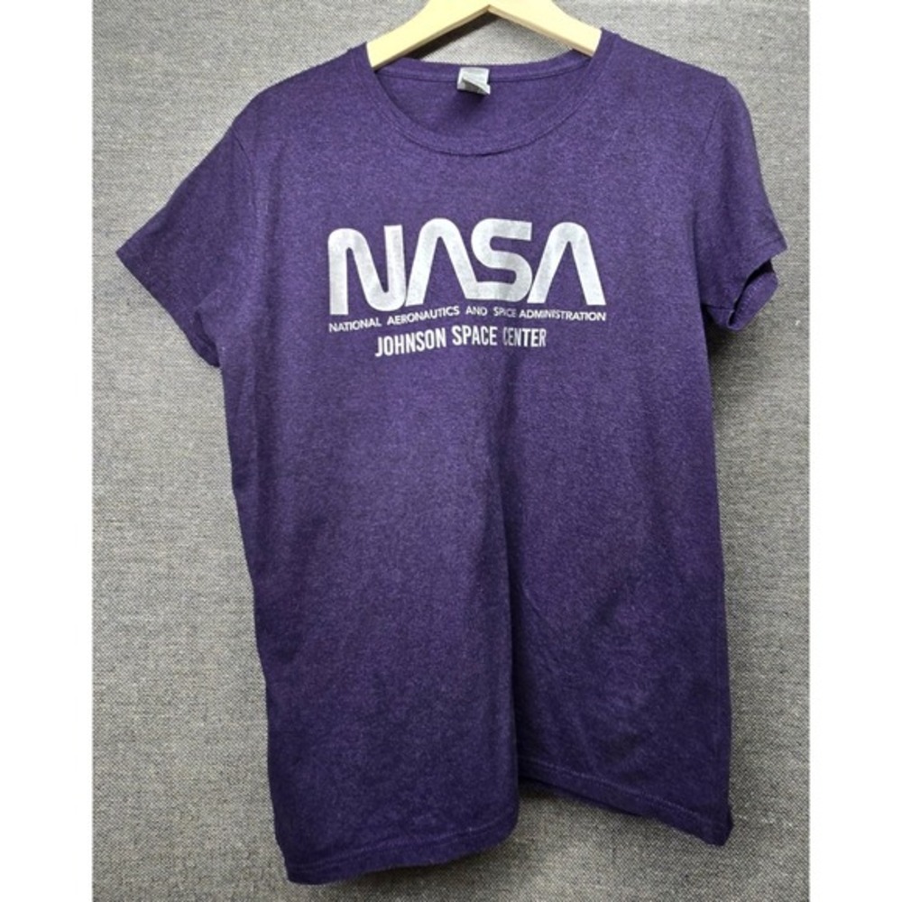 NASA Johnson Space Center Purple Graphic T-Shirt Mens Large L Heavy Cotton‎